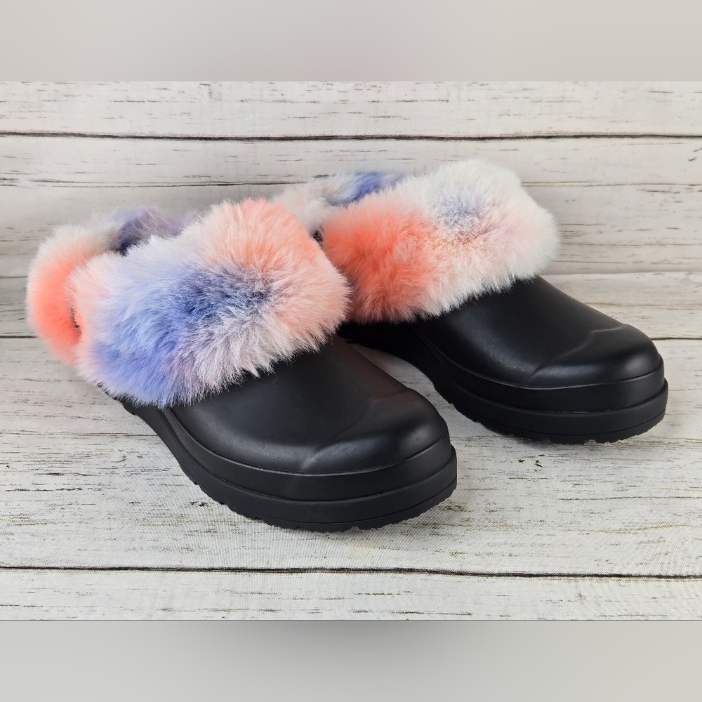 Hunter Faux Fur Tie Dye Slip-On Clogs Women's Size 7